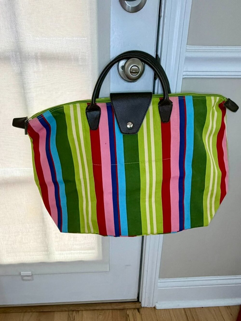 Multi-Color Striped Canvas Tote